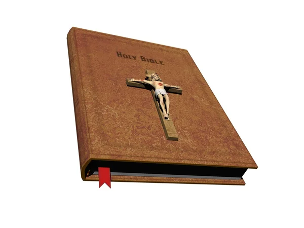 Bíblia com uma cruz - 3d render — Fotografia de Stock