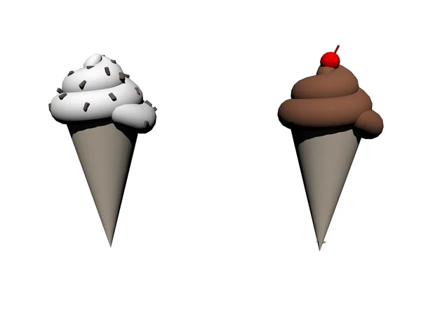 Various ice cream cones - 3d render — Stock Photo, Image