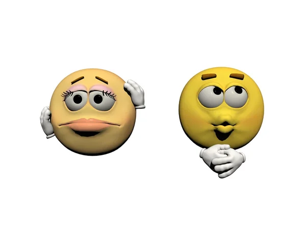 Emoticon donna e uomo - rendering 3d — Foto Stock