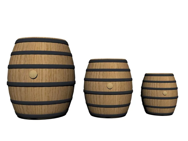 Trzy wina beczki - 3d renderowania — Zdjęcie stockowe