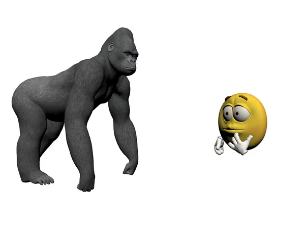 Monyet dan emoticon - 3d render — Stok Foto