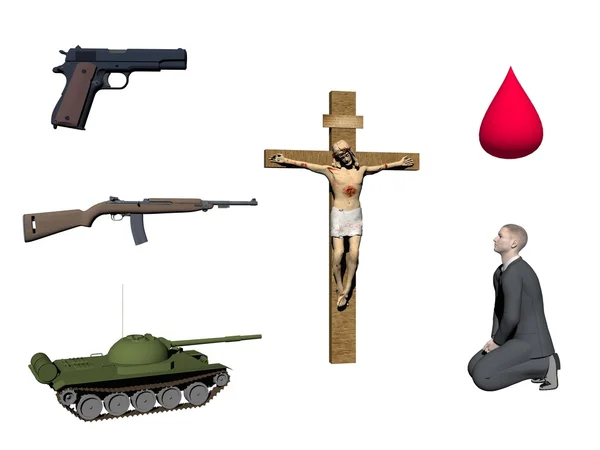 Símbolo de guerra e religião - 3d render — Fotografia de Stock
