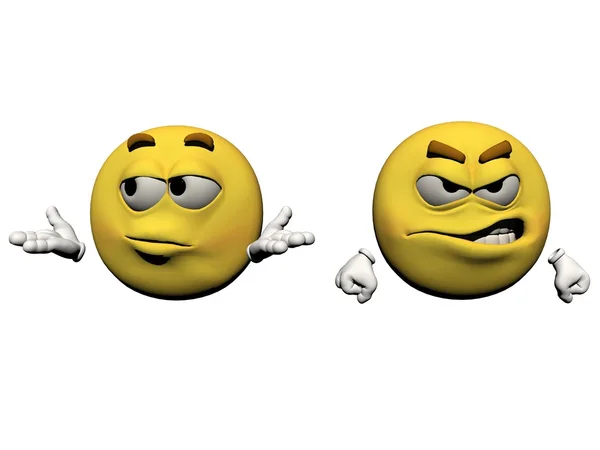Θυμωμένος και σαστισμένος emoticons - 3d καθιστούν — Φωτογραφία Αρχείου