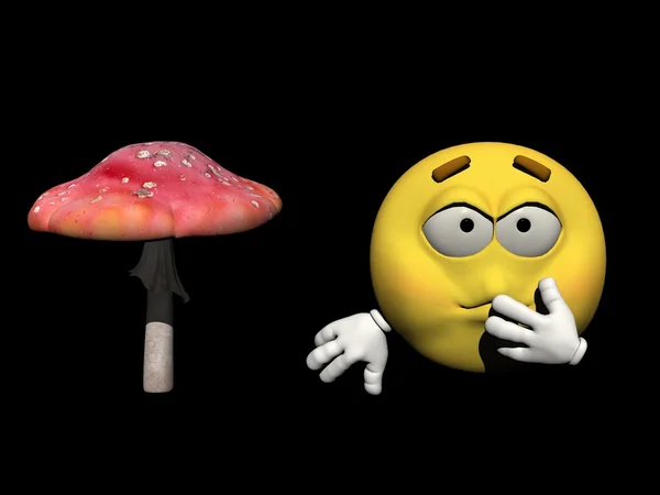 Emoticon malade d'un champignon - rendu 3d — Photo
