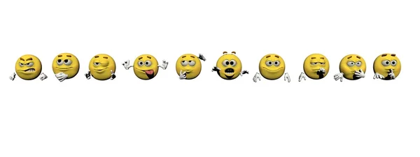 Vários emoticon - renderização 3d — Fotografia de Stock