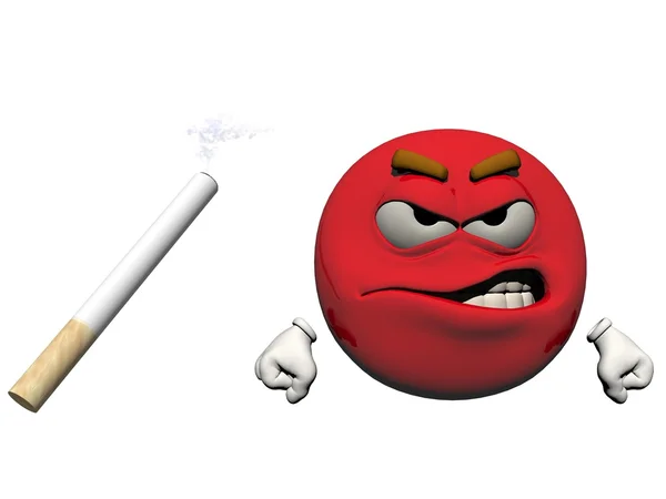 Emoticon und eine Zigarette - 3D-Renderer lizenzfreie Stockbilder