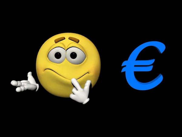 Emoticon embarrassed and euro - 3d render — Stock Photo, Image