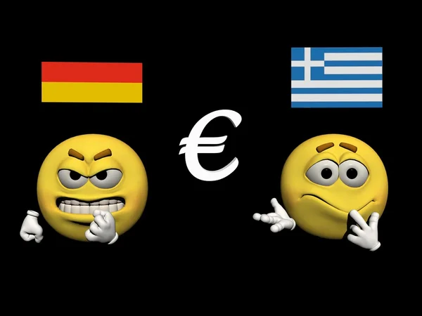 Emoticon angry and euro - 3d render — Stock Photo, Image