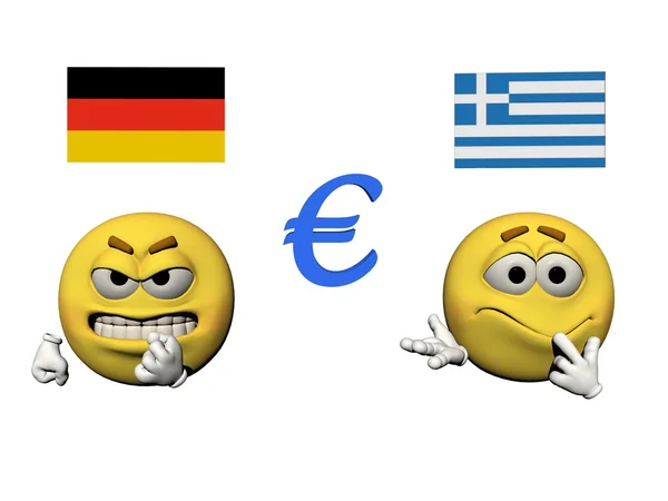 Emoticon irritado e euro - 3d render — Fotografia de Stock