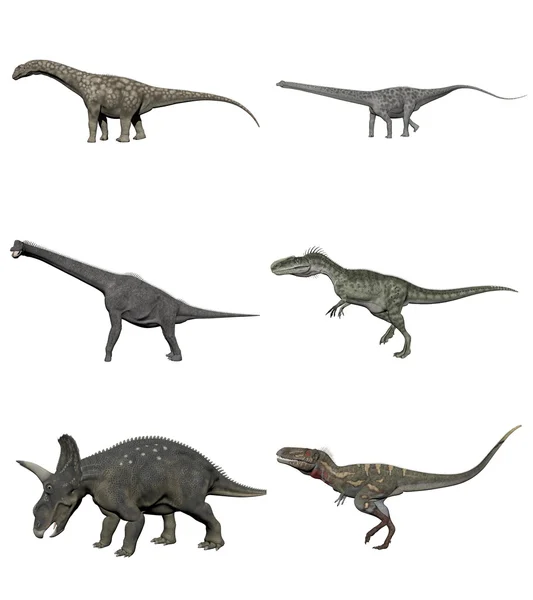 Conjunto de dinossauros renderização 3D — Fotografia de Stock