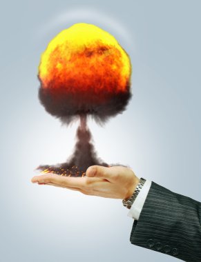 Nuclear explosion at hand clipart