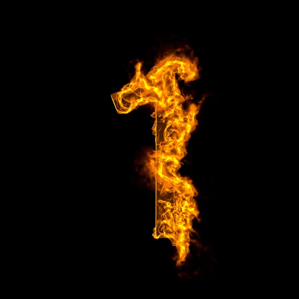 Fire alphabet isolated on black — Stock Photo, Image