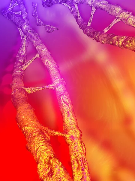 DNA a rna spirála na oranžovém pozadí — Stock fotografie