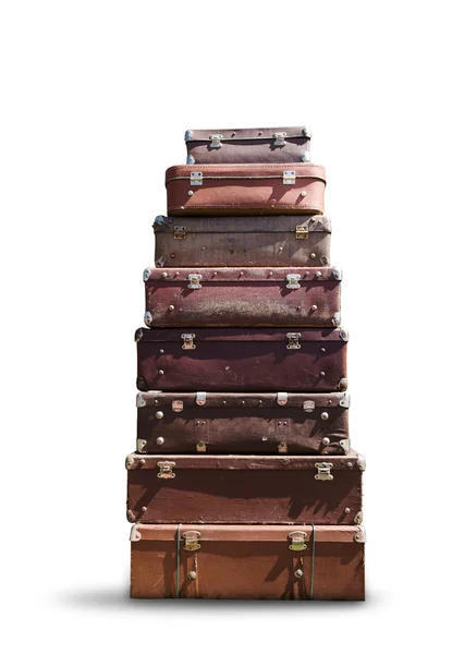 Куча антикварных чемоданов — стоковое фото