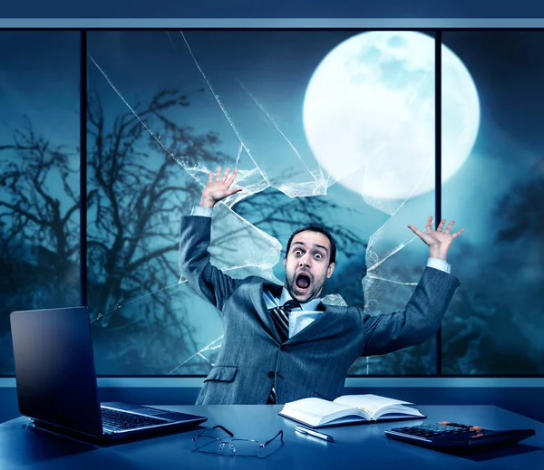 Scared businessman in the office — Stock Photo, Image