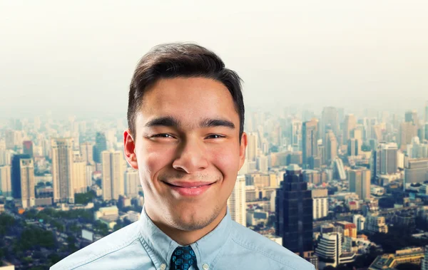 Businessman over the modern city — Stock Photo, Image