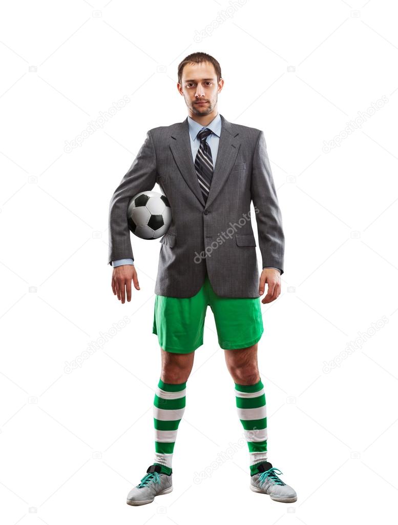 Businessman in sportwear with ball
