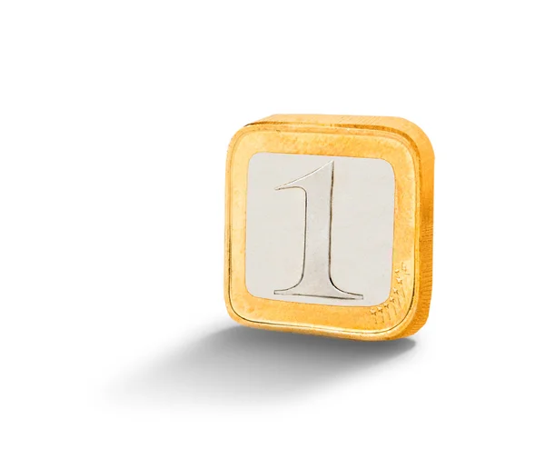 Square coin isolated on white — Stock Photo, Image