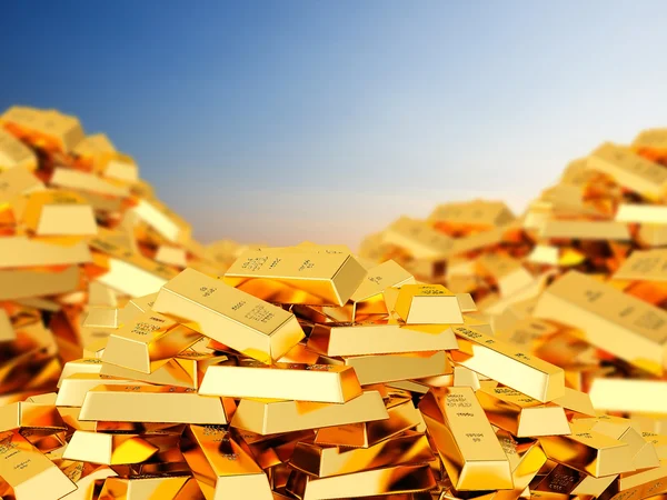 Кучу слитков золота — стоковое фото