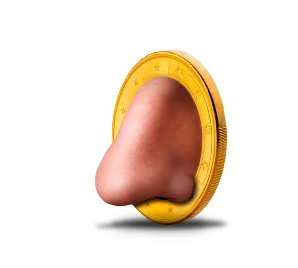 Human nose in coin — Stock Photo, Image