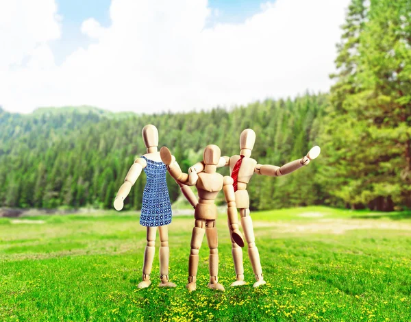 Family of wooden figures — Stock Photo, Image