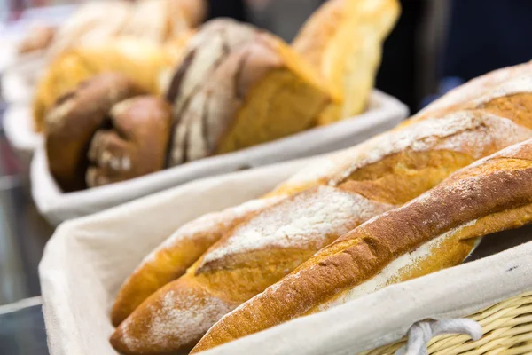 Loaves of bread on the shelf — Stock Photo, Image