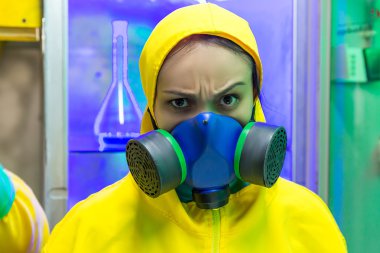 Woman in chemical laboratory clipart
