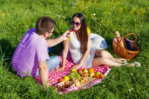 Młoda para pikniku — Zdjęcie stockowe
