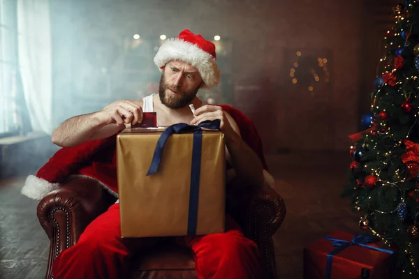 Pai Natal Mau Consome Drogas Cocaína Humor Estilo Vida Insalubre — Fotografia de Stock