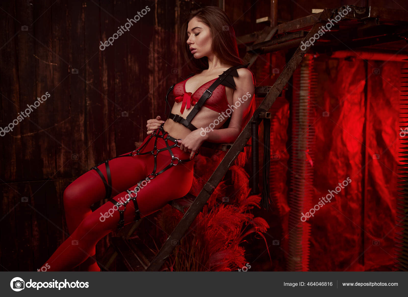 red underwear fetish girl Sexy Woman Poses Red Bdsm Suit Abandoned Factory Interior Background —  Stock Photo © Nomadsoul1 #464046816