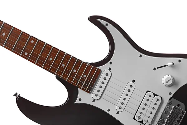 Chitarra Elettrica Isolata Sfondo Bianco Nessuno Strumento Musicale Corda Suono — Foto Stock