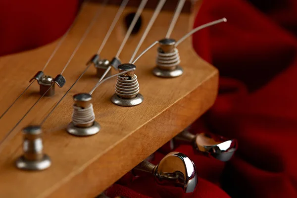 Primo Piano Della Chitarra Elettrica Nessuno Strumento Musicale Corde Electro — Foto Stock