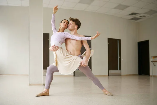 Deux Danseurs Ballet Performance Action Ballerine Avec Formation Partenaire Classe — Photo