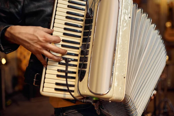 Twee muzikanten met accordeon en elektrische gitaar — Stockfoto