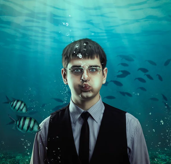 Businessman with fishes — Stock Photo, Image