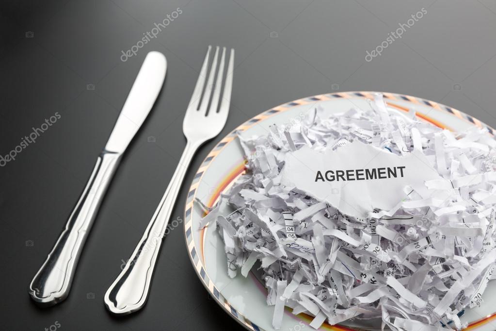 Shredded papers on plate