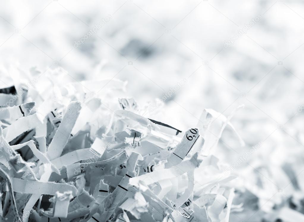 Heap of white shredded papers