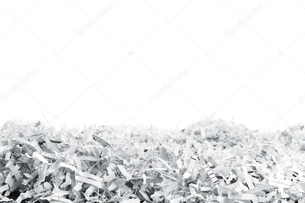 Heap of white shredded papers