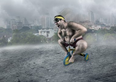naked man cycling clipart