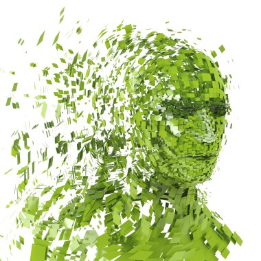 Green human head into pieces clipart