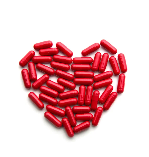 Pillen in hart vorm — Stockfoto