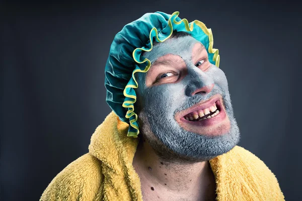 Strange man with face pack — Stock Photo, Image