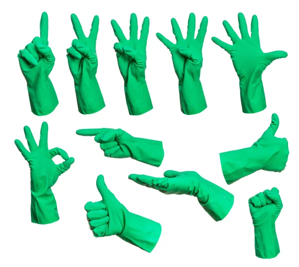 Gloves hand signs — Stock Photo, Image