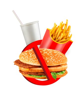 Fast food danger label clipart