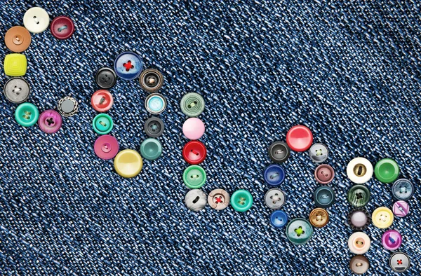 Buttons forming the word 'color' — 图库照片