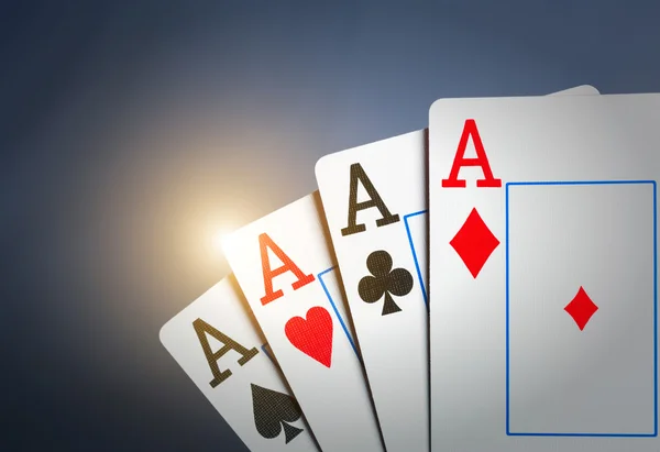 Four aces on grey — Stock Photo, Image