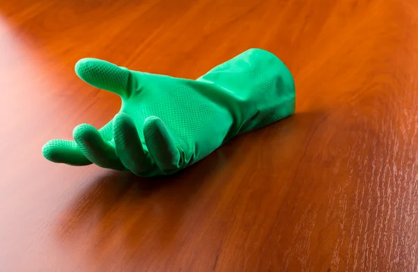 Luva de limpeza verde — Fotografia de Stock