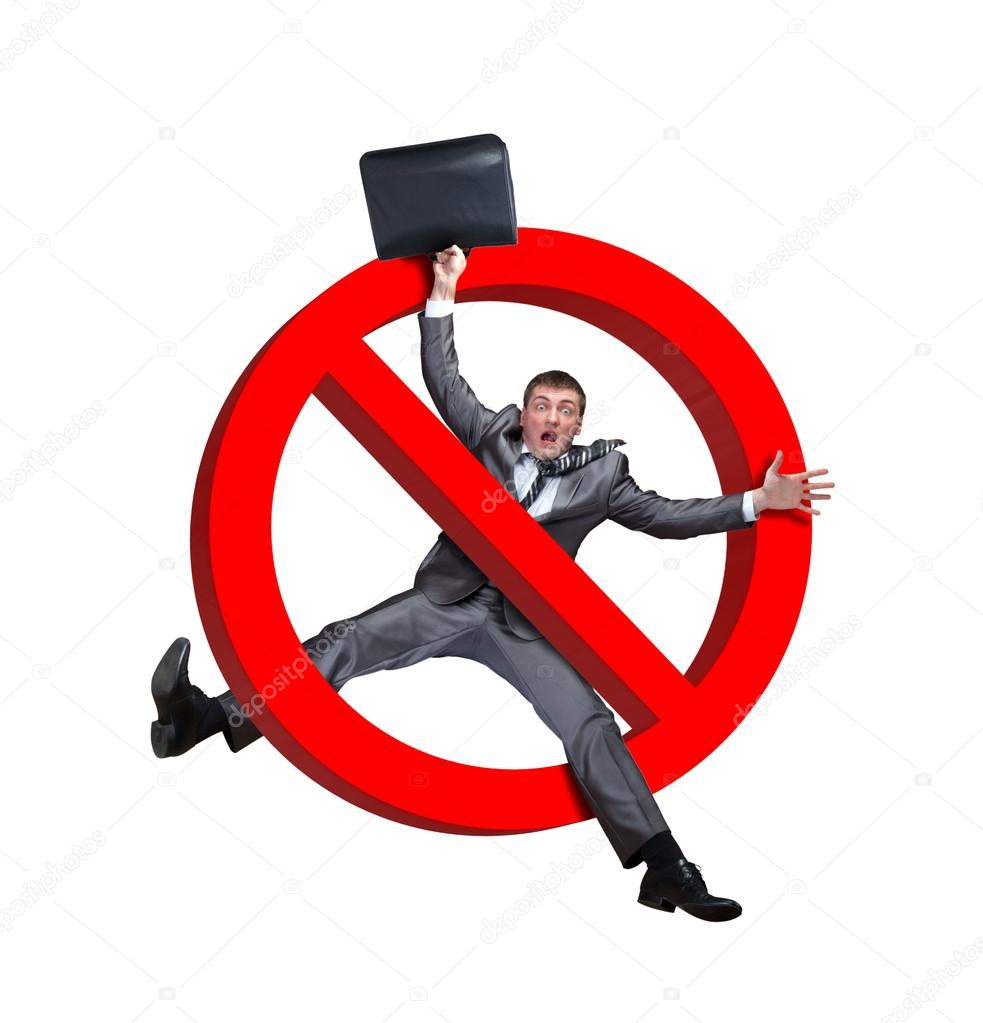 Sign no businessman on white