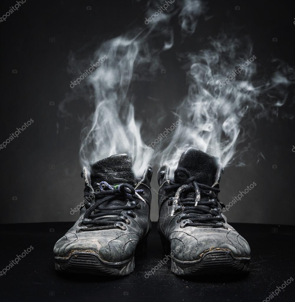 Old work shoes in smoke Stock Photo by ©Nomadsoul1 62154749