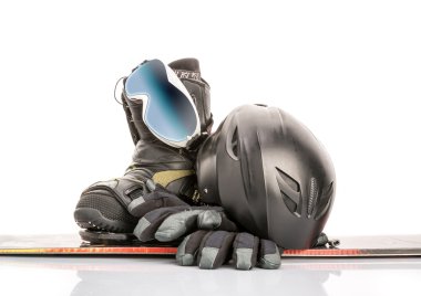 Beyaz kış spor ekipmanları